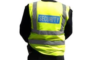 security staff member isolated over white