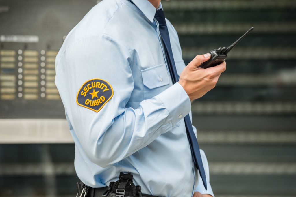 Security Guard Using Walkie-talkie